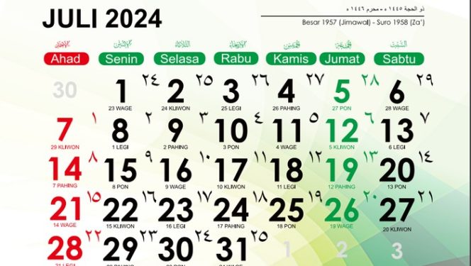 
 Bulan Suro 2024, Perhitungan Kalender Jawa Lengkap Beserta Wetonnya